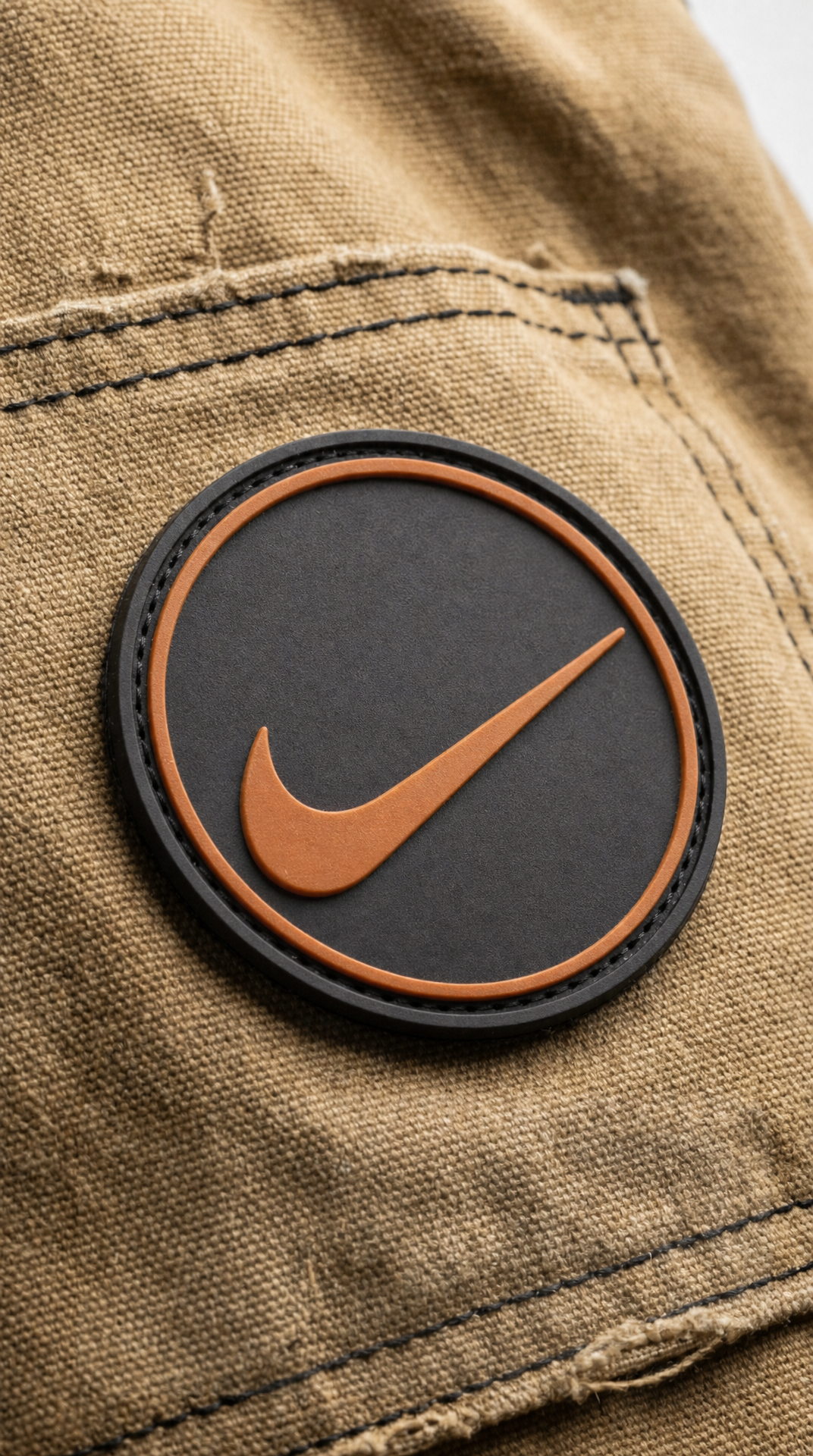 3D PVC patch on tan canvas