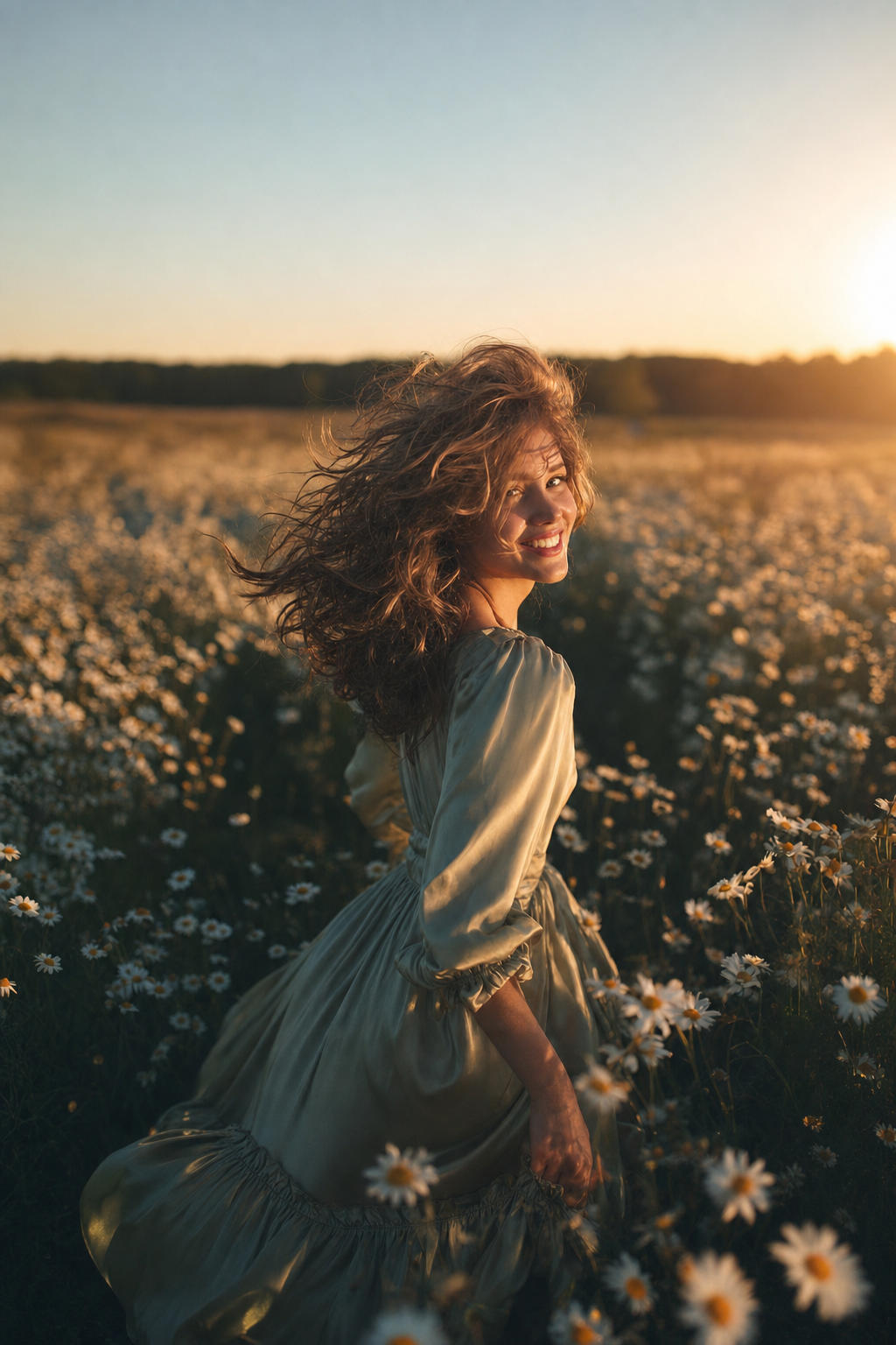 Auburn Curly Hair in Chamomile Rush