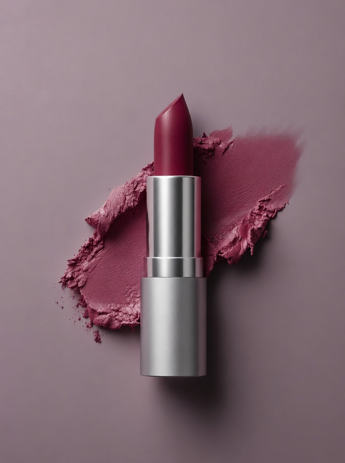 Berry-Red Lipstick Minimal Studio Shot