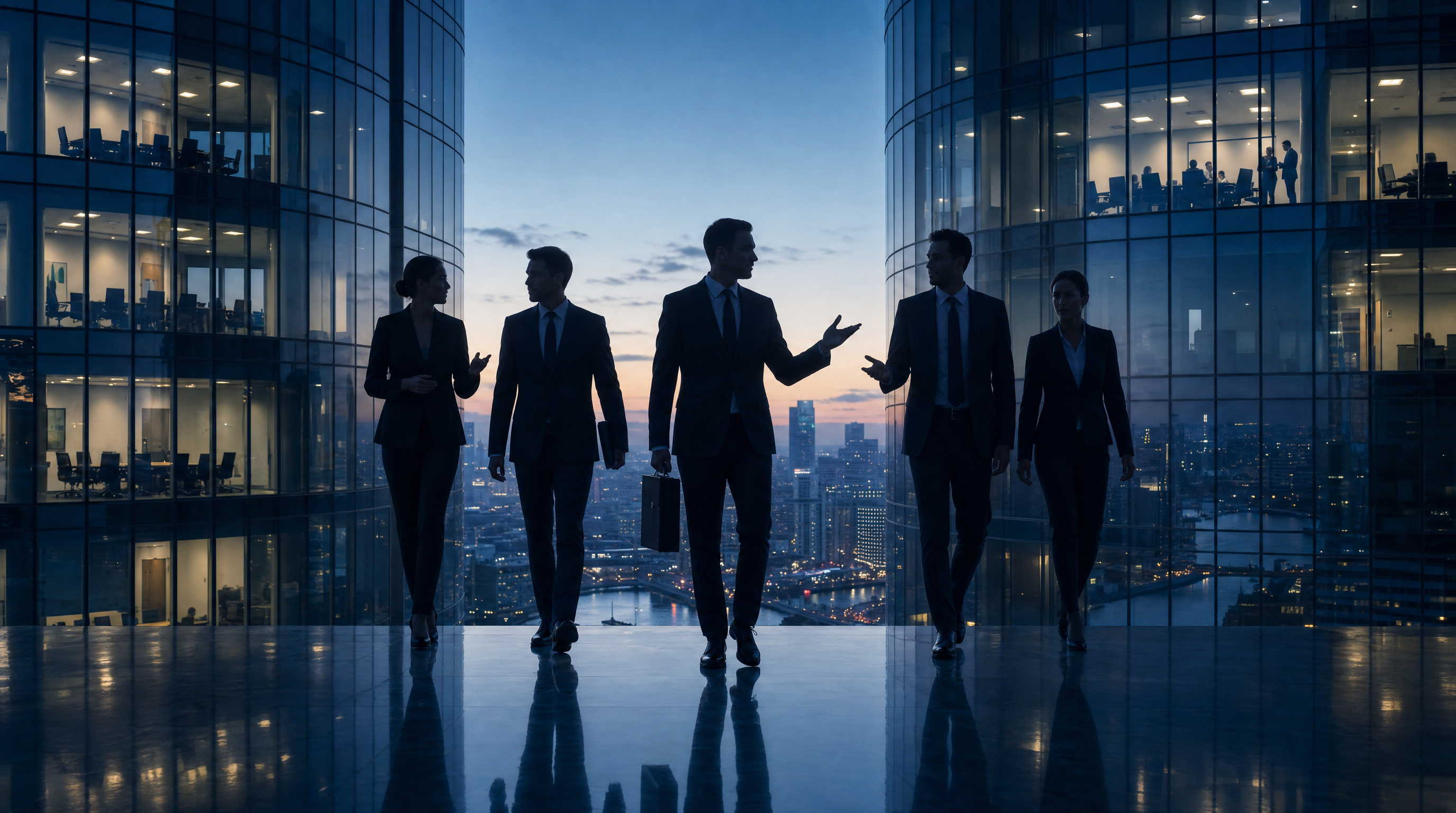 Blue Hour Skyscraper Business Walk