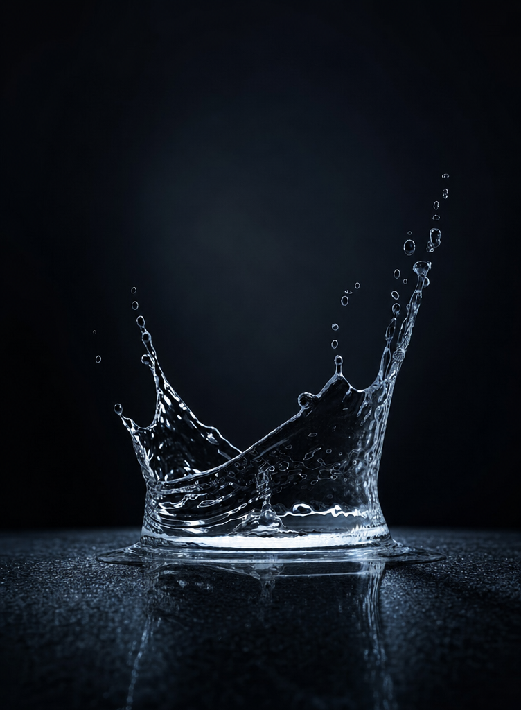 Blue-tinted crown water splash