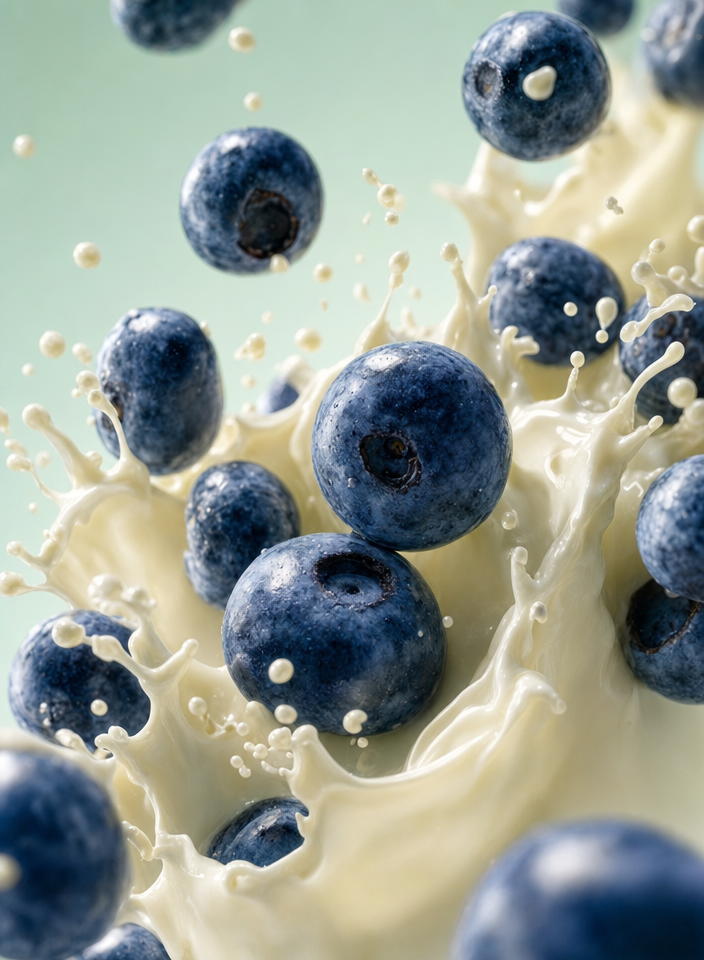 Blueberries Bursting Into Vanilla Cream
