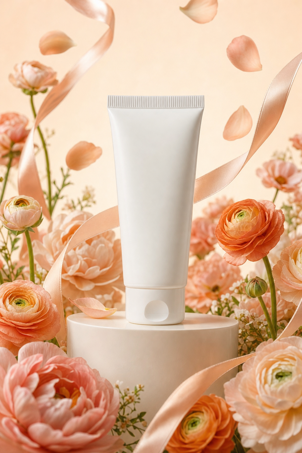 Blush Floral Luxury Skincare Still Life