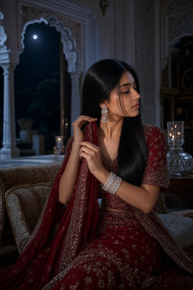 Moonlit Elegance: South Asian Bride Portrait
