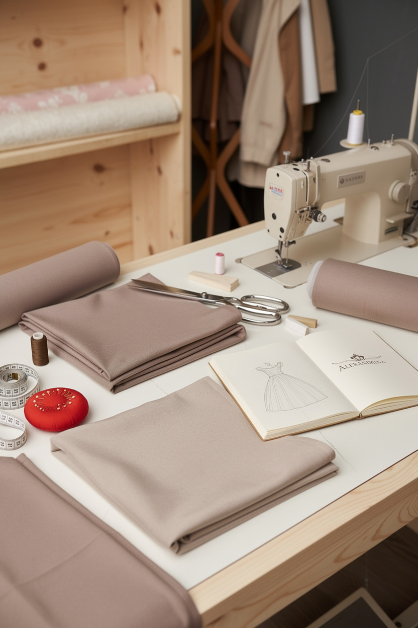 Calm Atelier Workspace with Fashion Tools — flux-2-pro