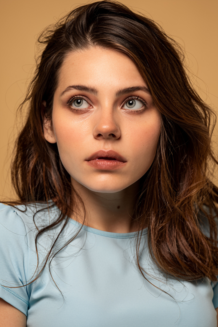 Calm introspective headshot in warm light — flux-2-pro