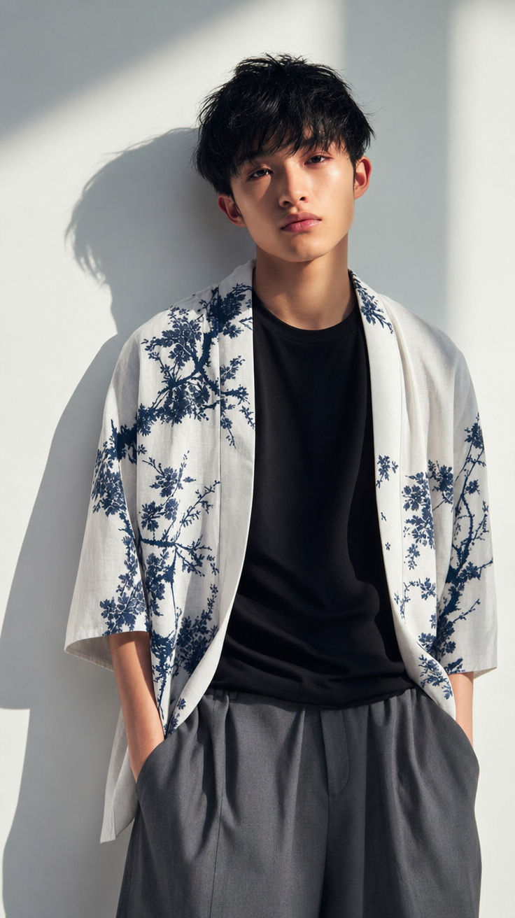 Calm Studio Fashion Portrait with Navy