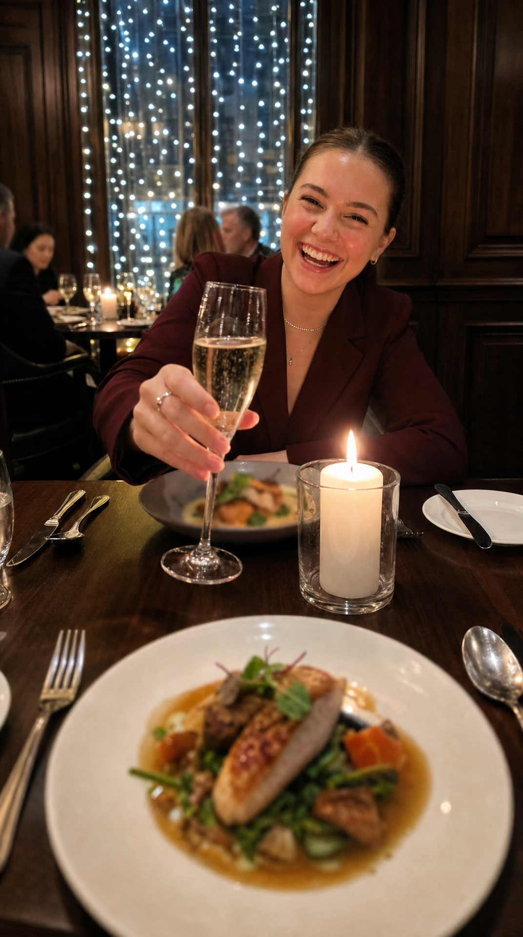 Candlelit Champagne Toast at Dinner