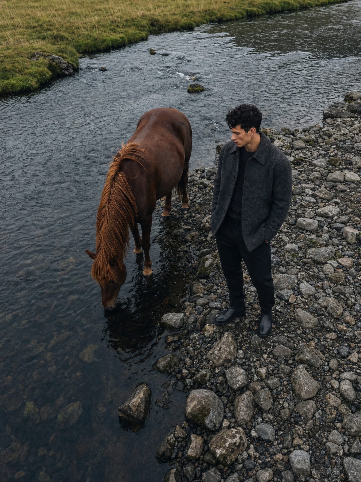Charcoal-Coated Man by River Horse