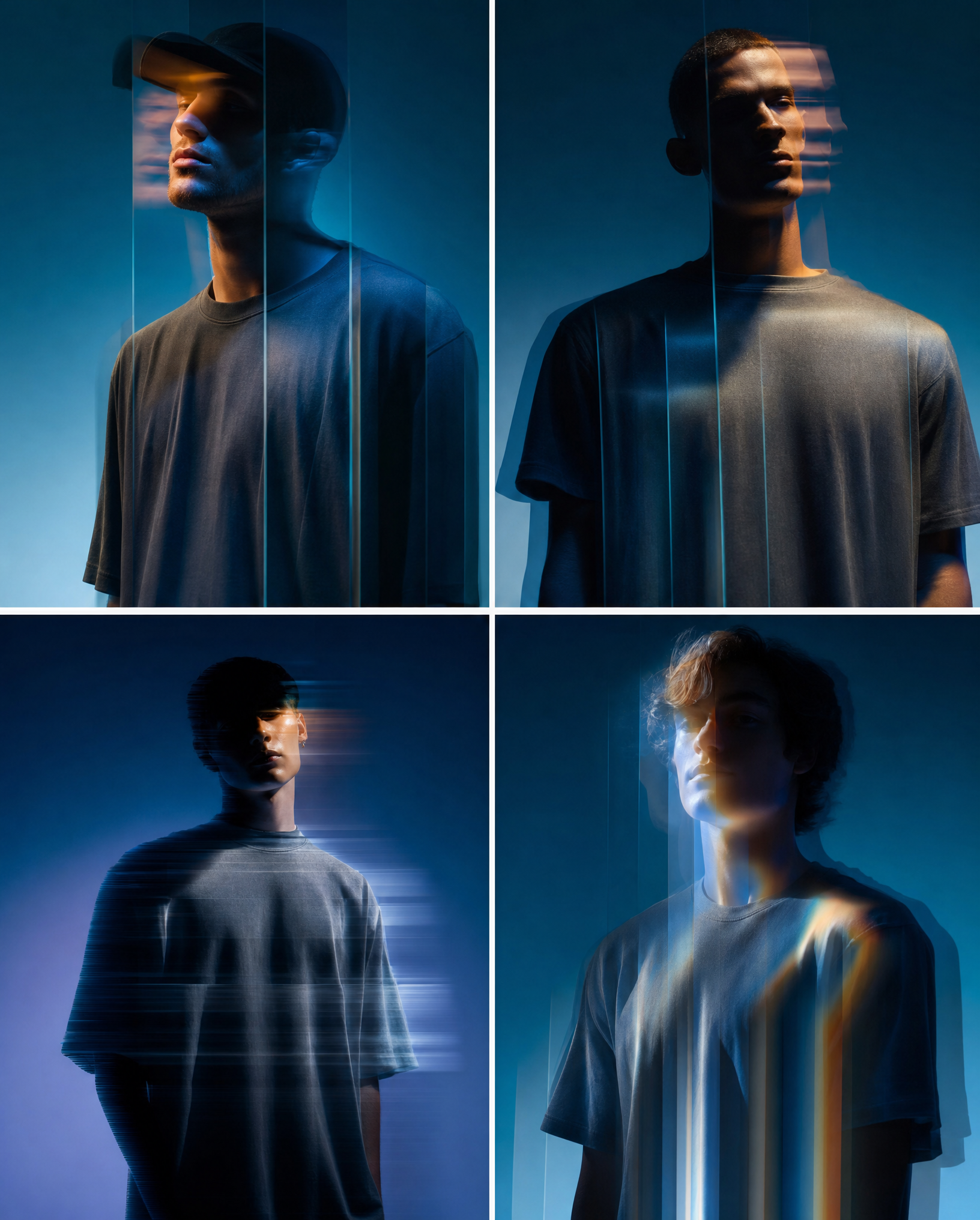Charcoal Shirt Behind Teal Glass