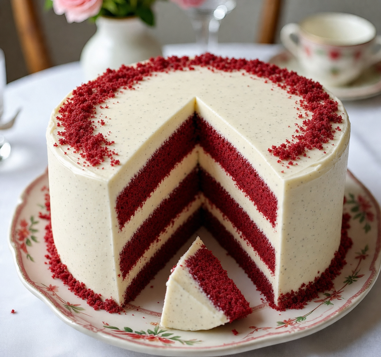 Close-Up Red Velvet Cake Slice