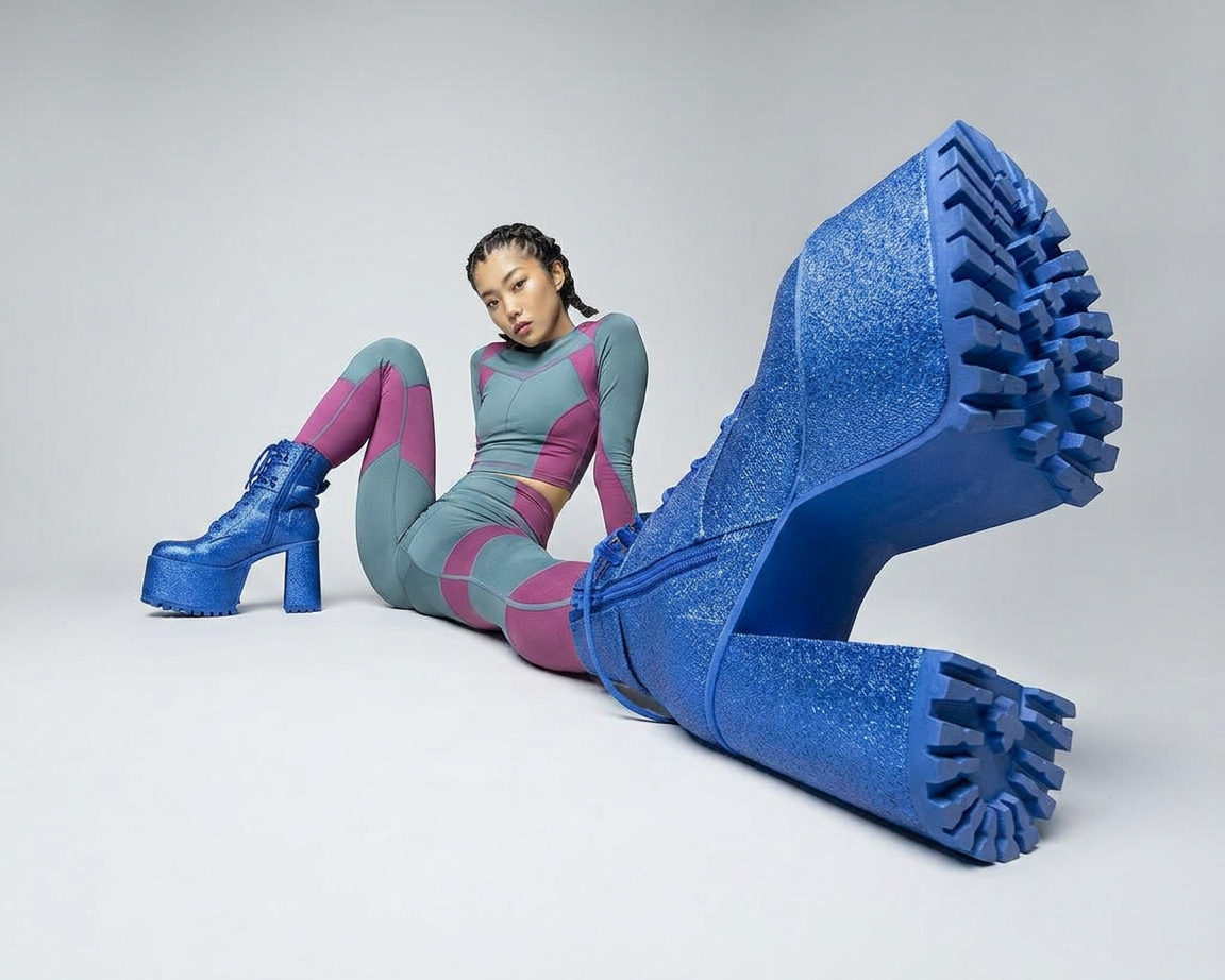 Cobalt Boots in Sleek Studio Edit — nano-banana-2