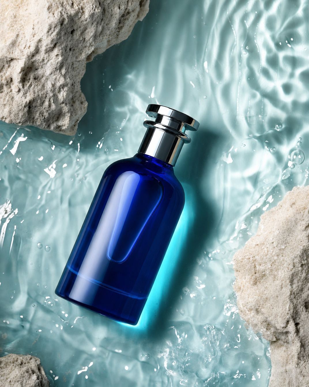 Cobalt Perfume Bottle in Teal Glow