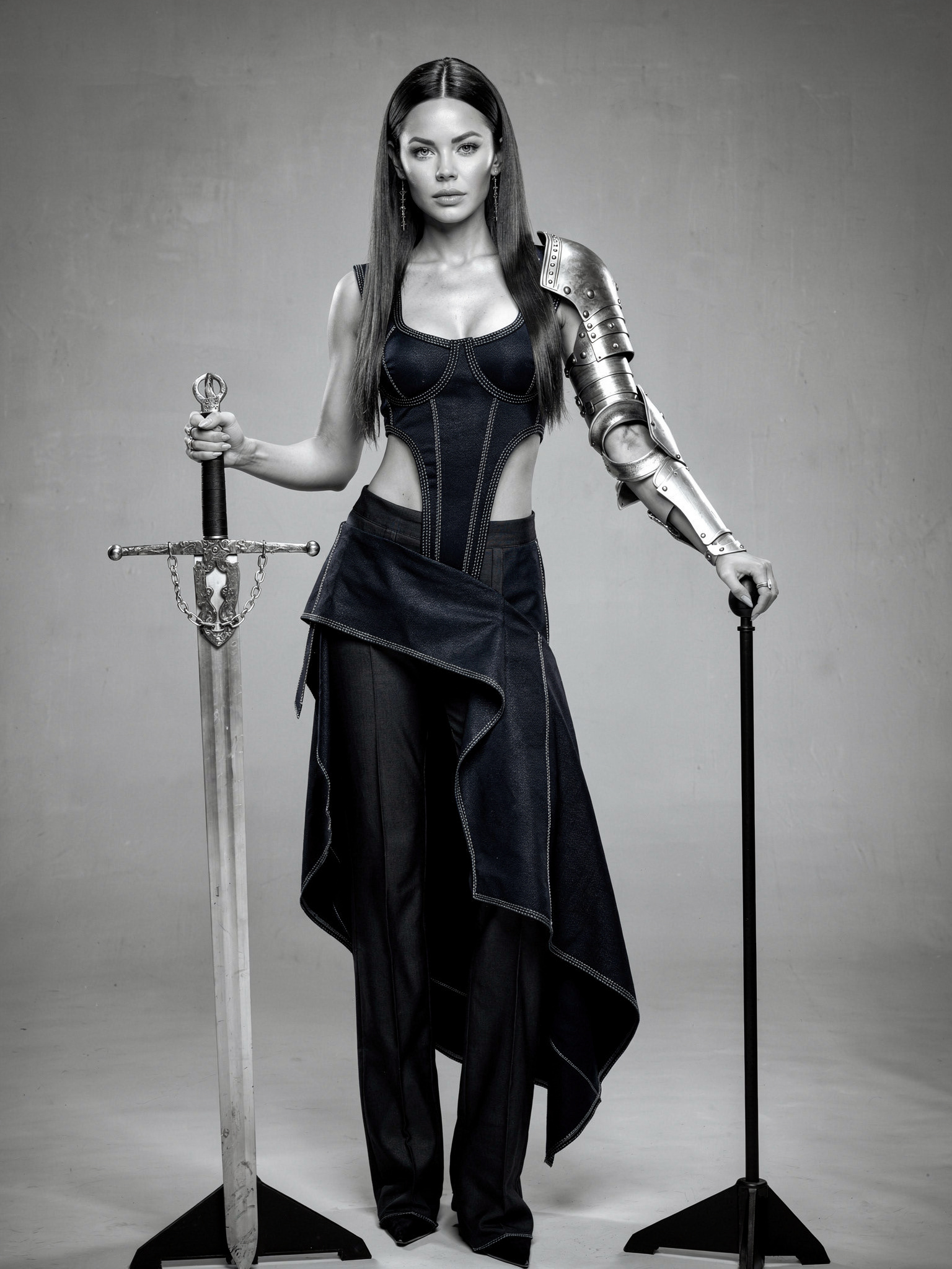 Confident Dark-Haired Futuristic Warrior — flux-2-pro
