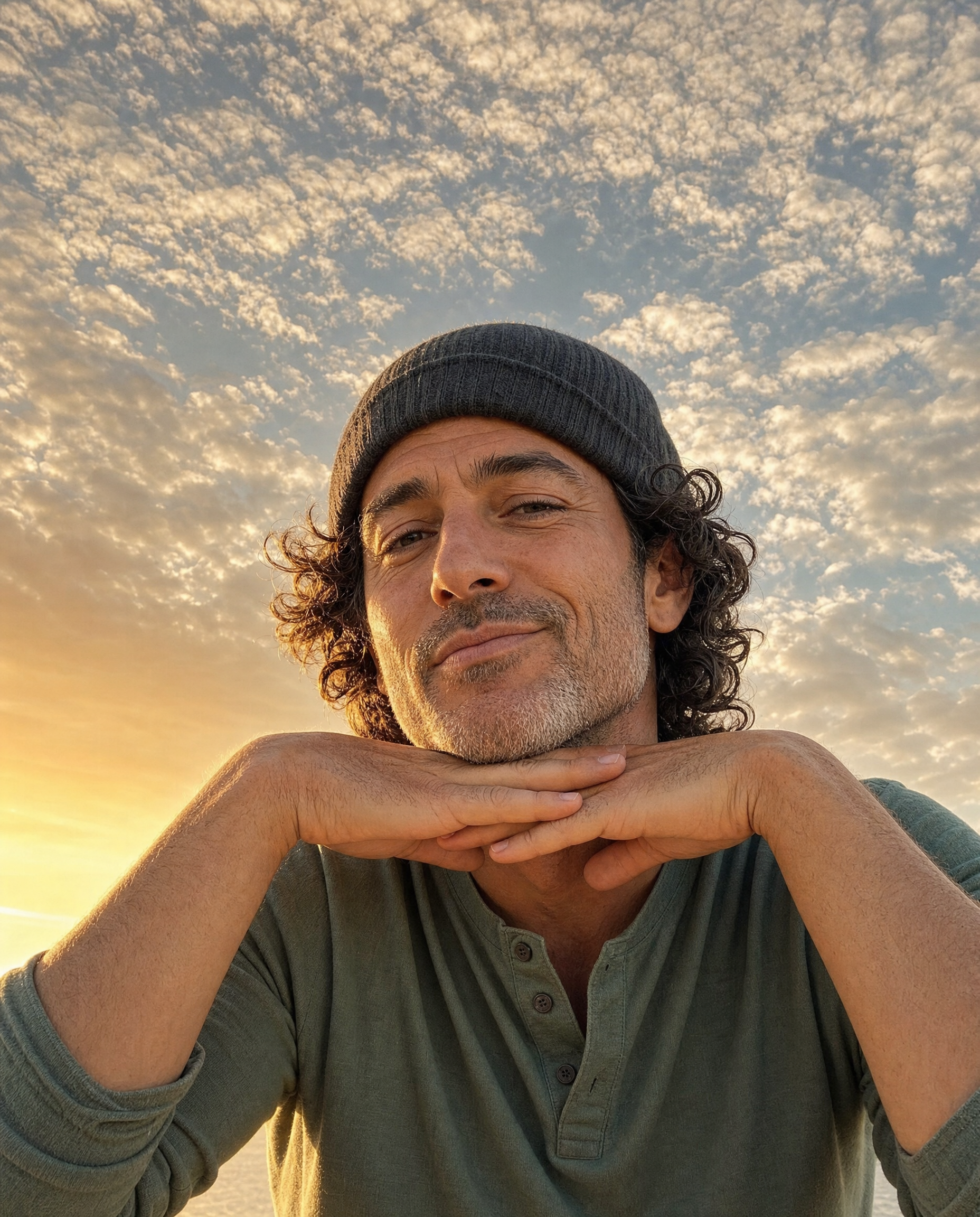 Confident Man's Golden Hour Selfie