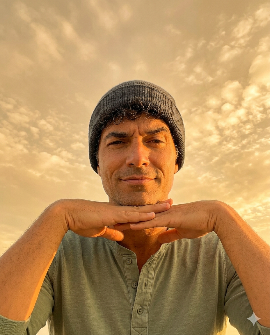 Confident Man's Golden Hour Selfie