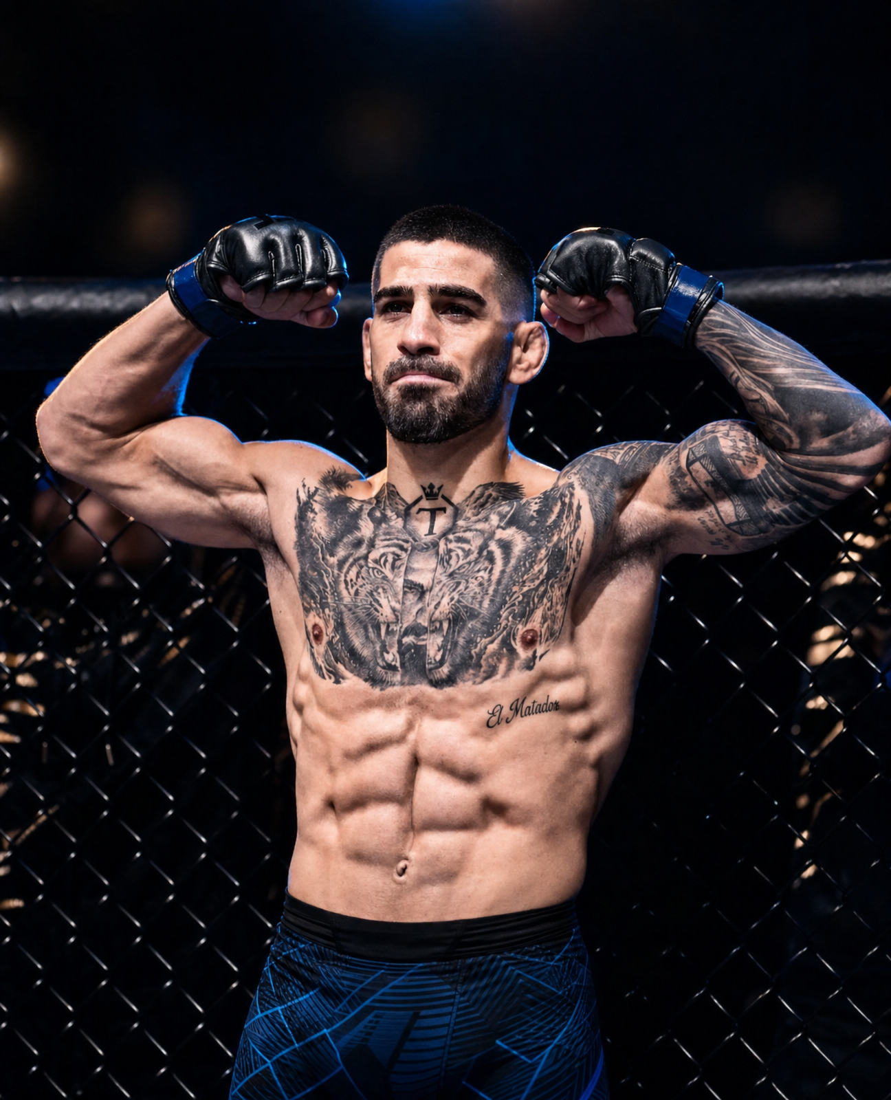 Confident MMA Fighter in Octagon