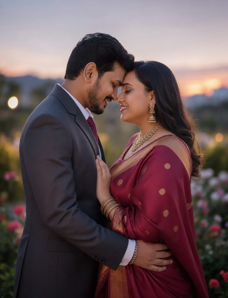 Evening Garden Romance in Jewel Tones