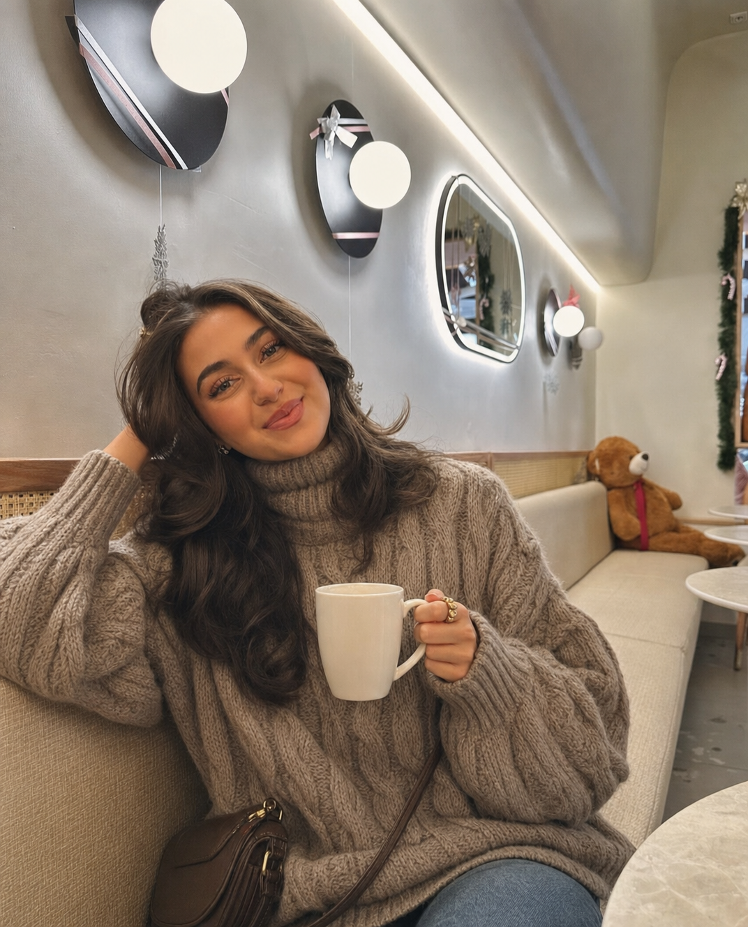 Cozy Cafe Smile With Mug