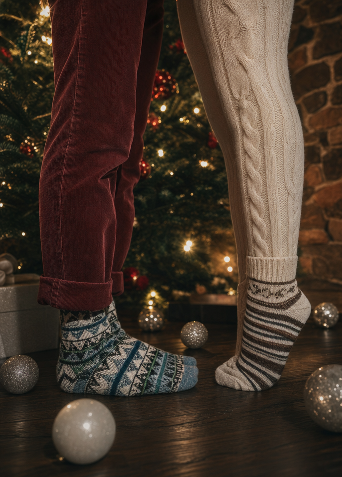 Nordic socks by the Christmas tree glow