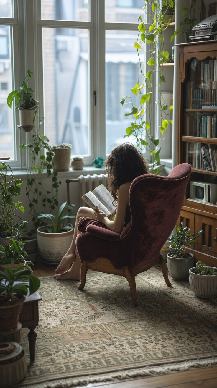 Cozy Morning Reading Among Vines