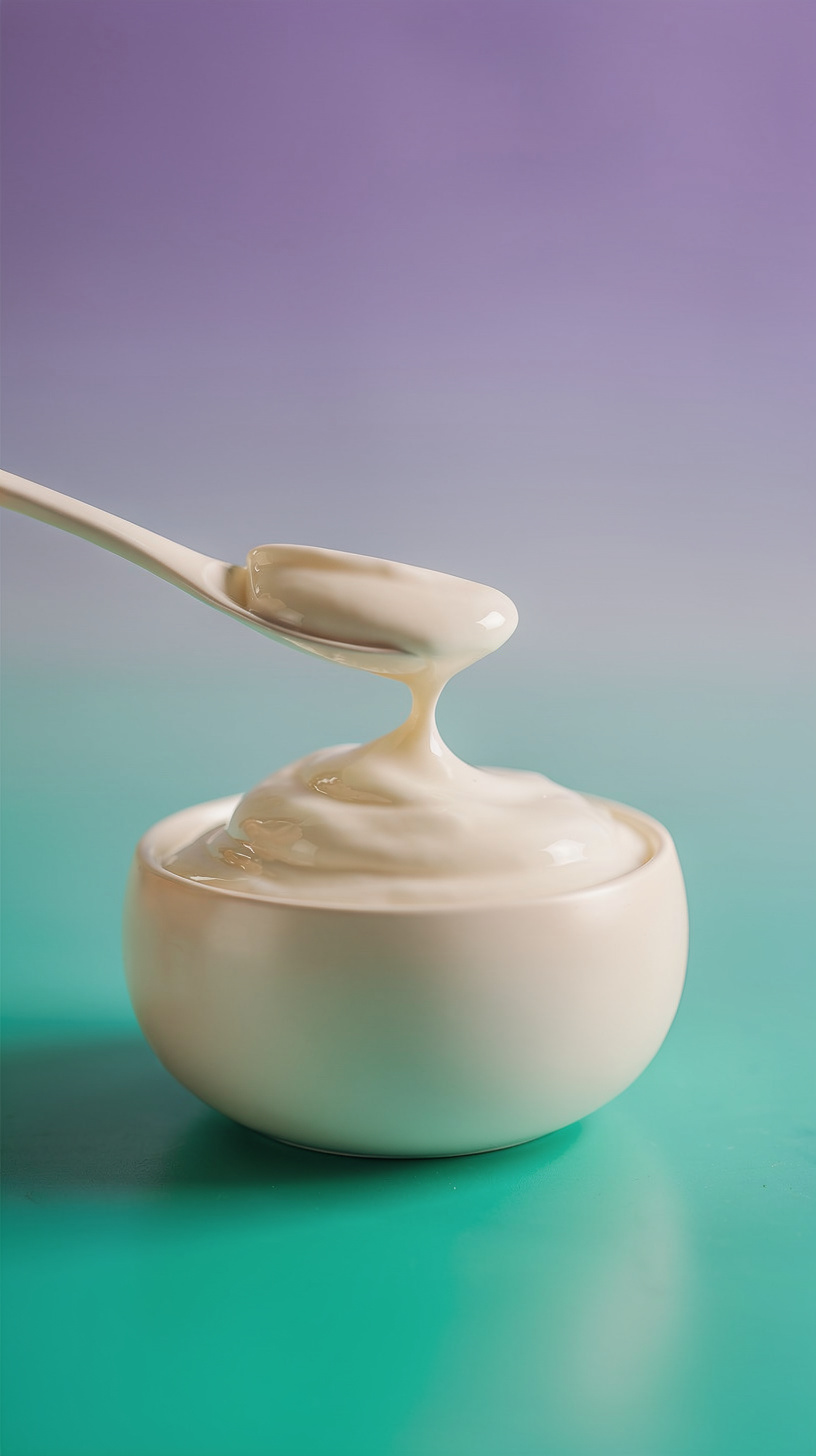 Creamy yogurt dollop in matte bowl — flux-2-pro