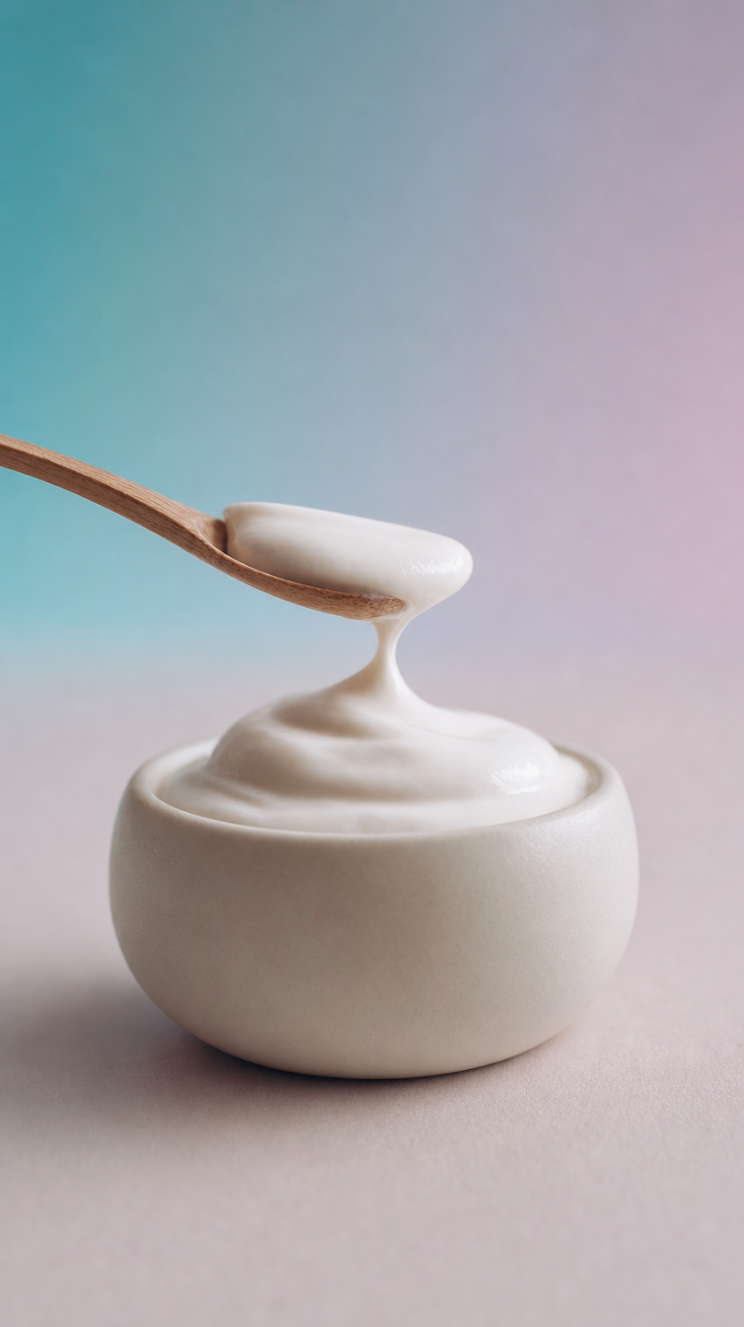 Creamy yogurt dollop in matte bowl