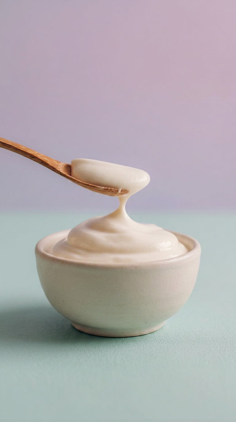 Creamy yogurt dollop in matte bowl — nano-banana-2