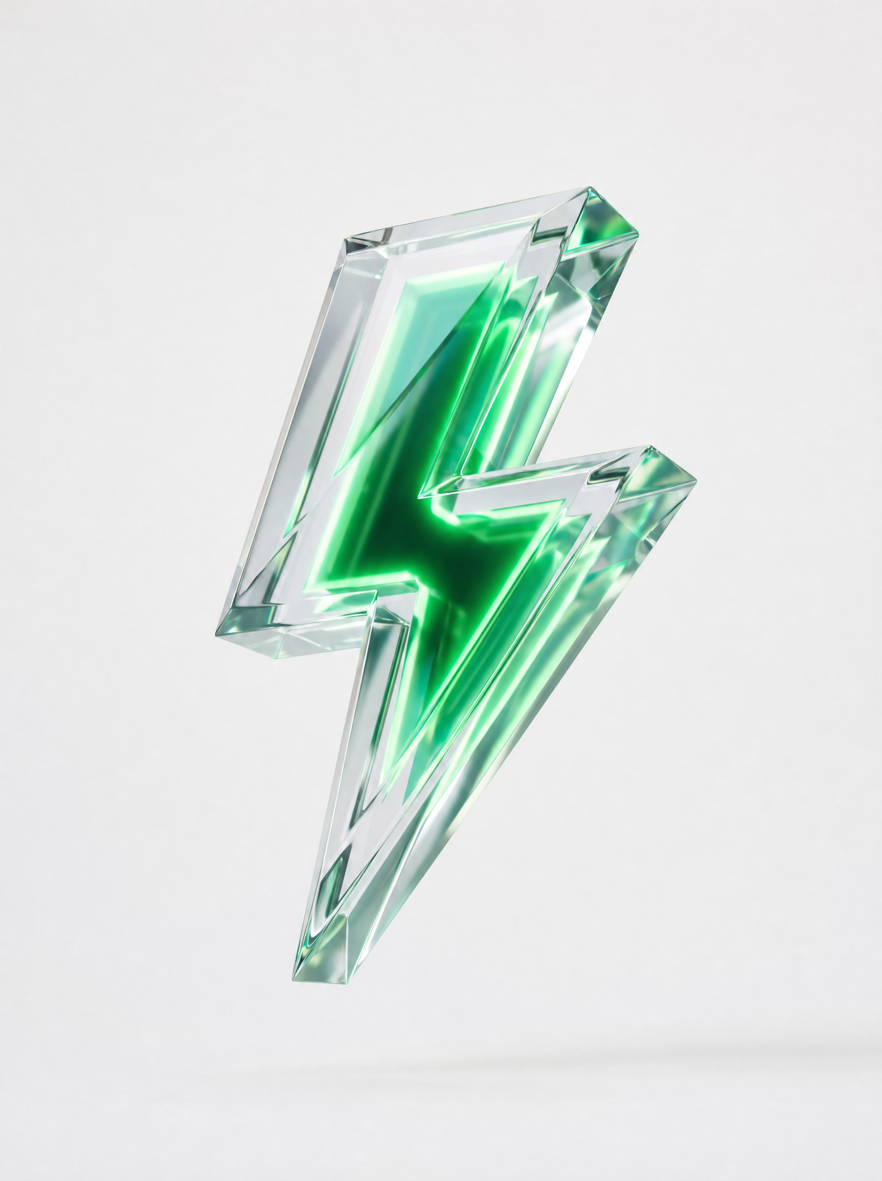 Crystal Lightning Bolt with Green Core