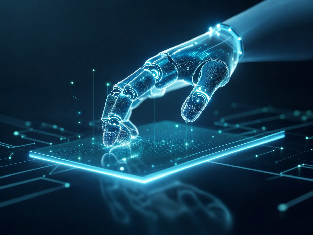 Cyan Hologram, Sleek Robotic Hand