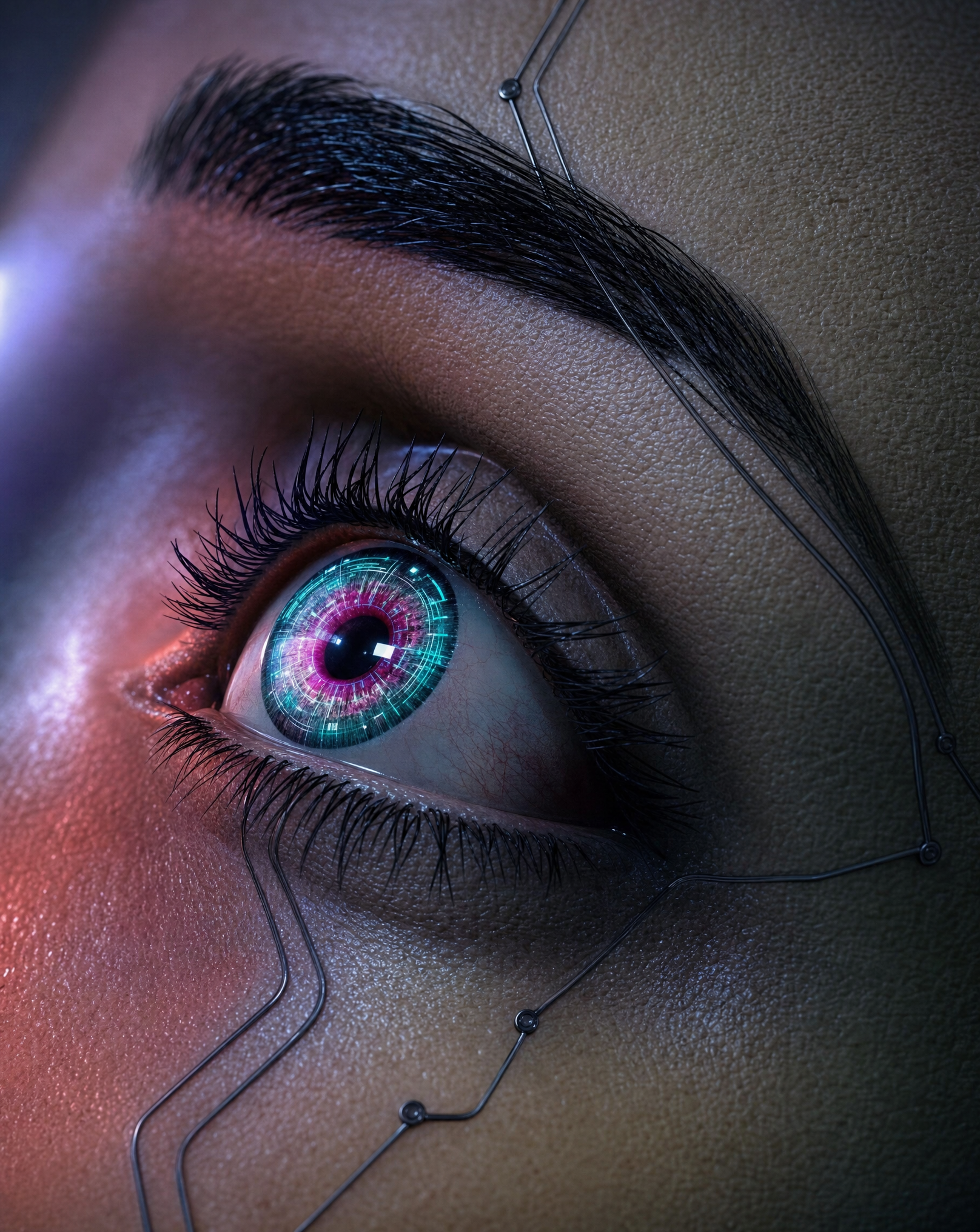 Cyber Eye Macro with Neon Circuitry