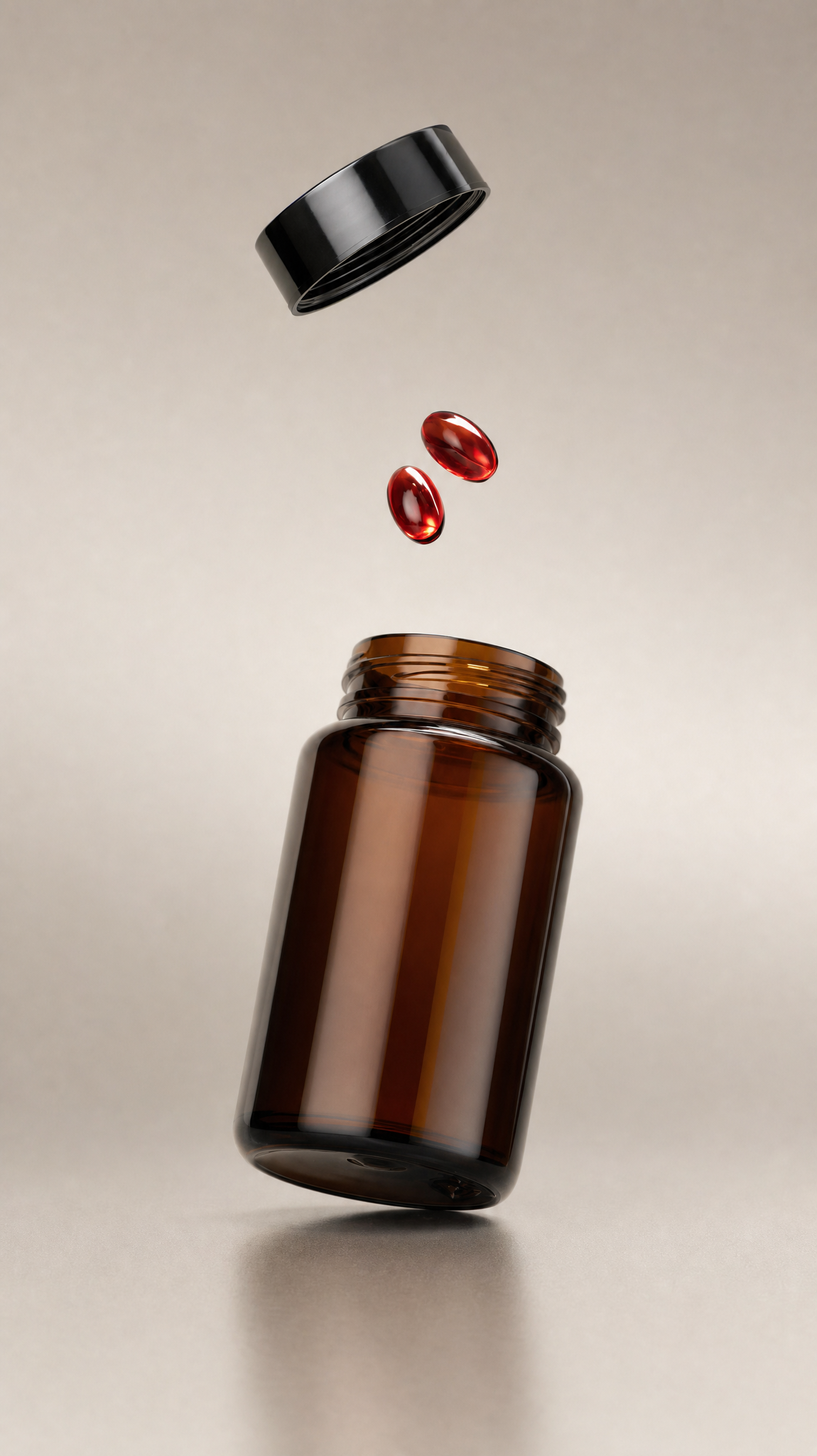 Dark Amber CoQ10 Bottle Product Render