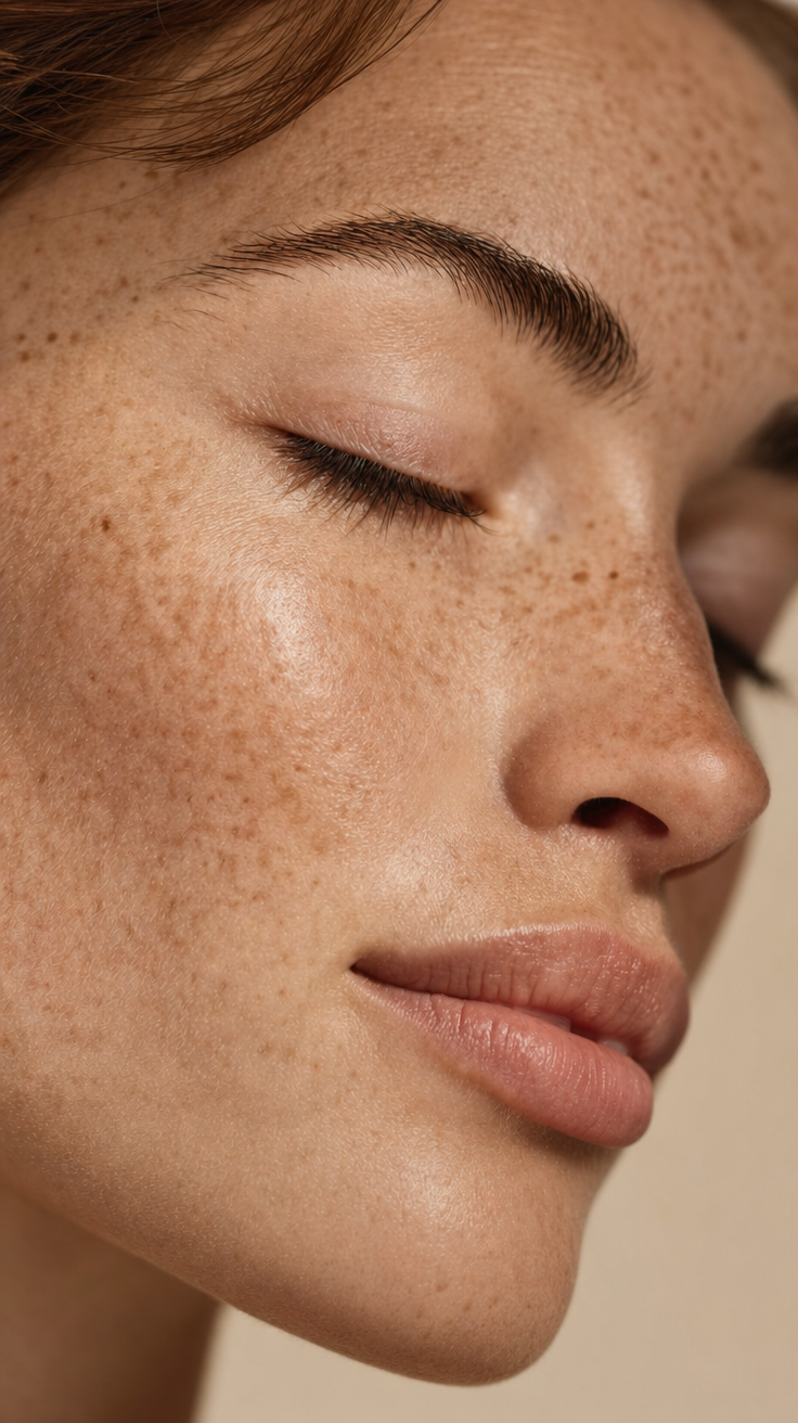 Diffused-morning skincare close-up portrait
