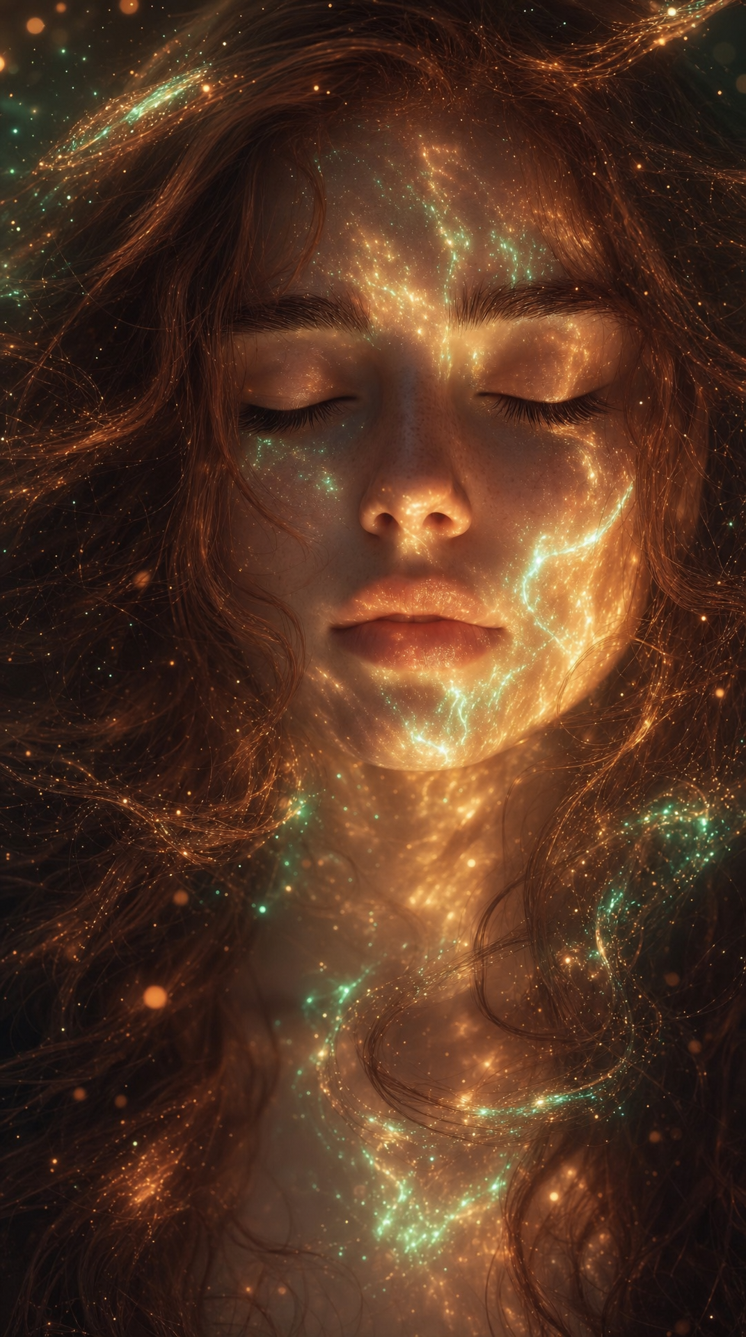 Dreamlike Portrait with Auburn Glow