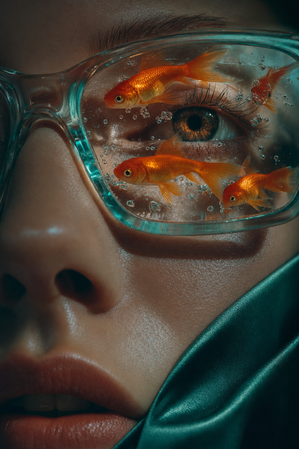 Dreamy Emerald Glamour With Goldfish