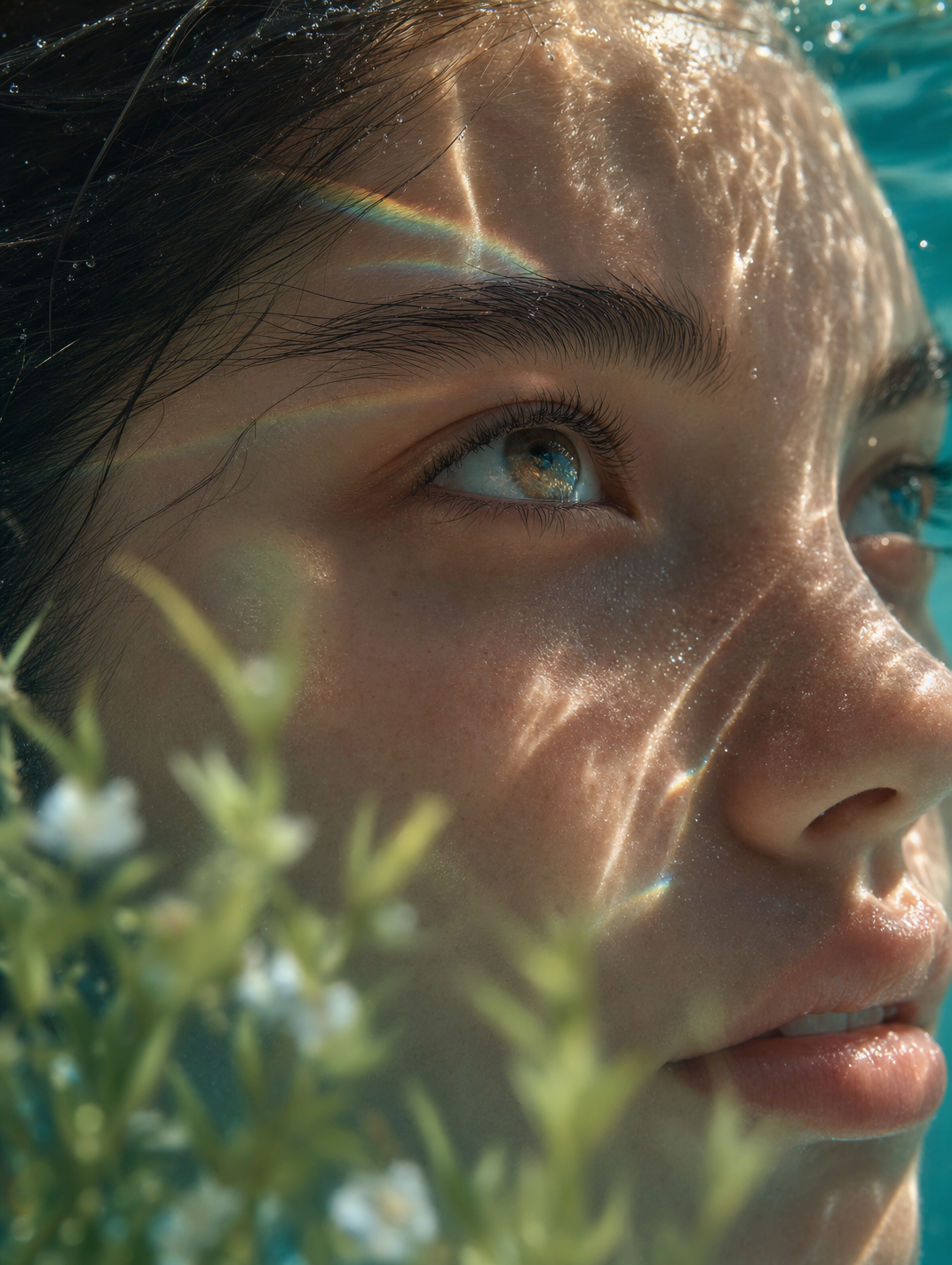 Dreamy Macro Portrait in Cool Water