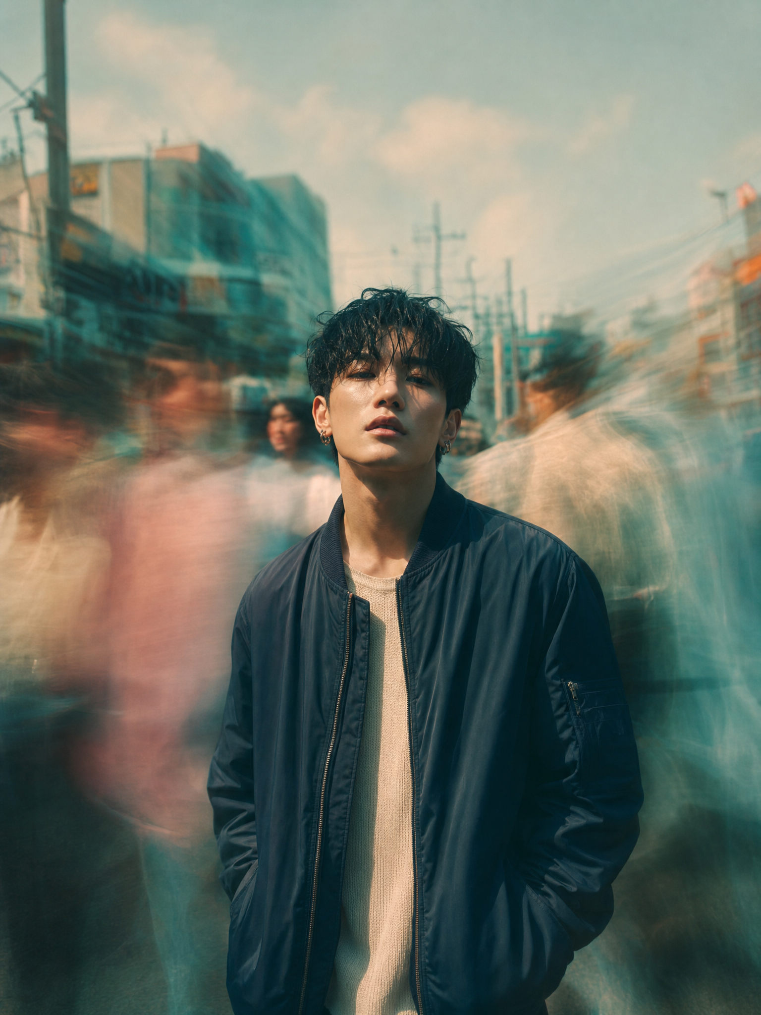 Dreamy Street Portrait with Motion Blur