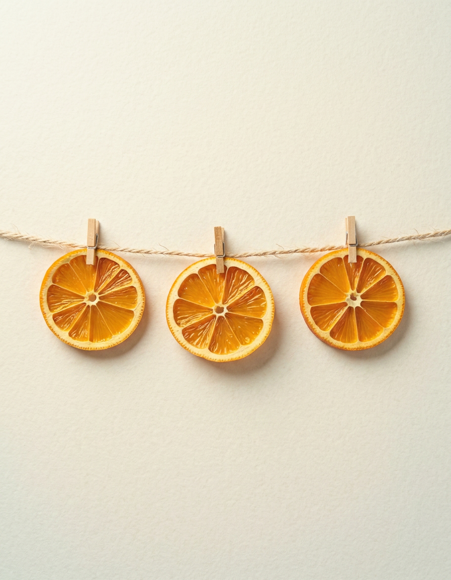 Dried Oranges on Jute Rope