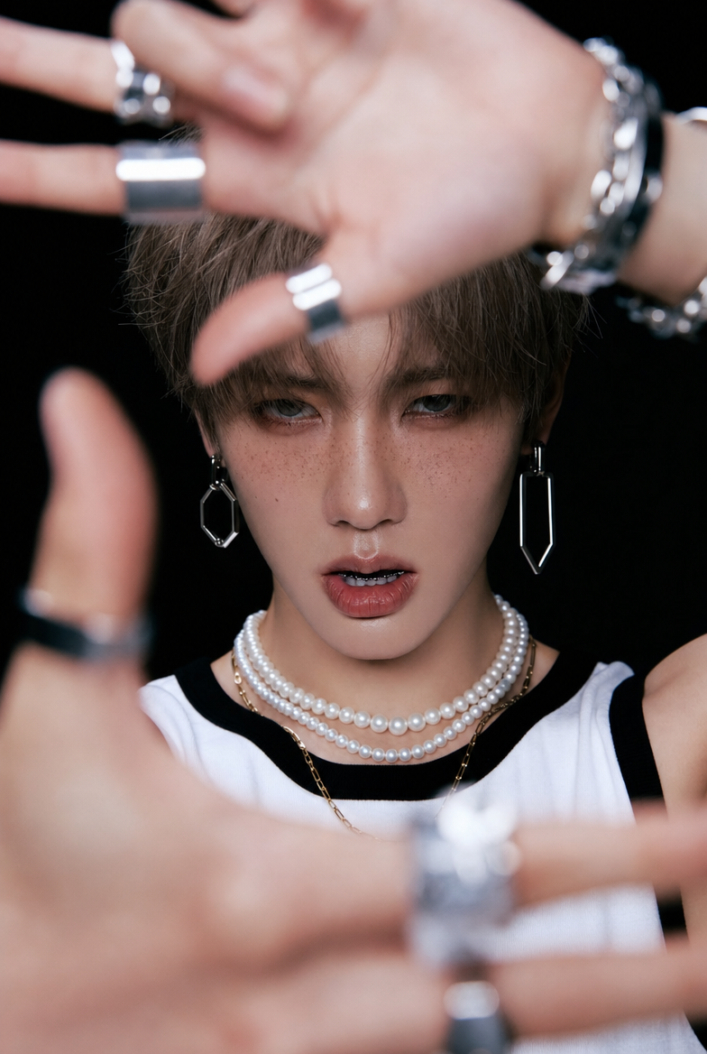 Edgy studio portrait with jewelry drama