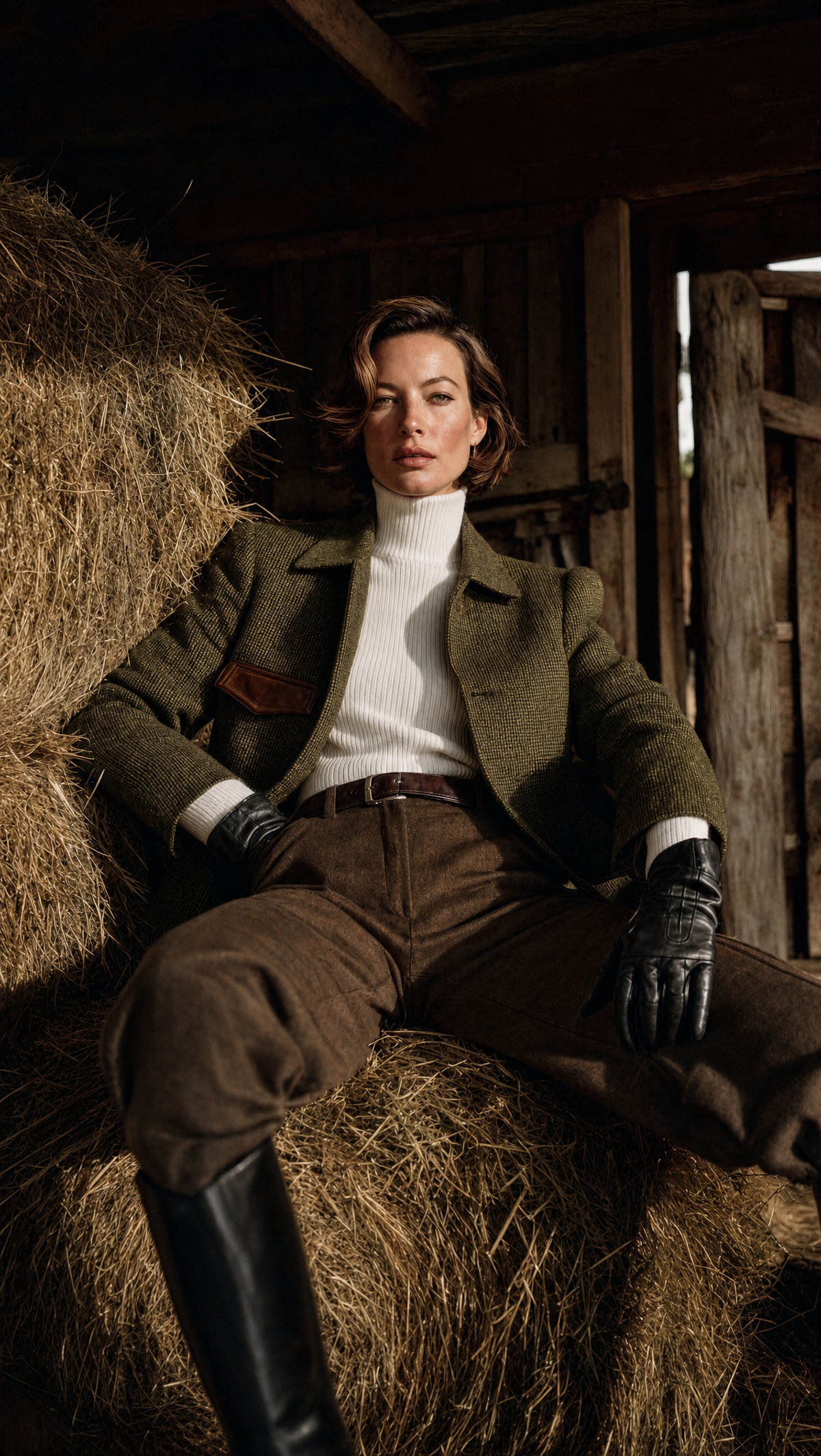 Elegant Equestrian Editorial in Warm Stable