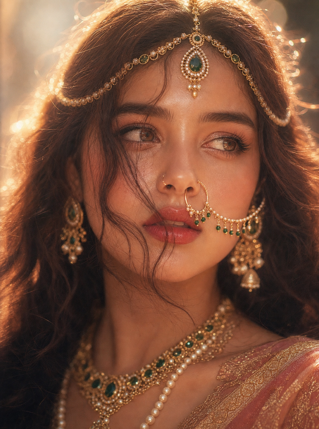 Ethereal bridal portrait with jeweled glow