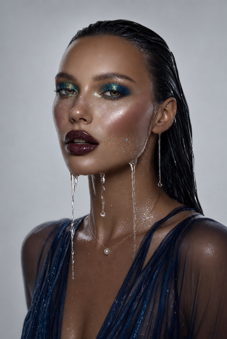 Celestial beauty with emerald and sapphire makeup