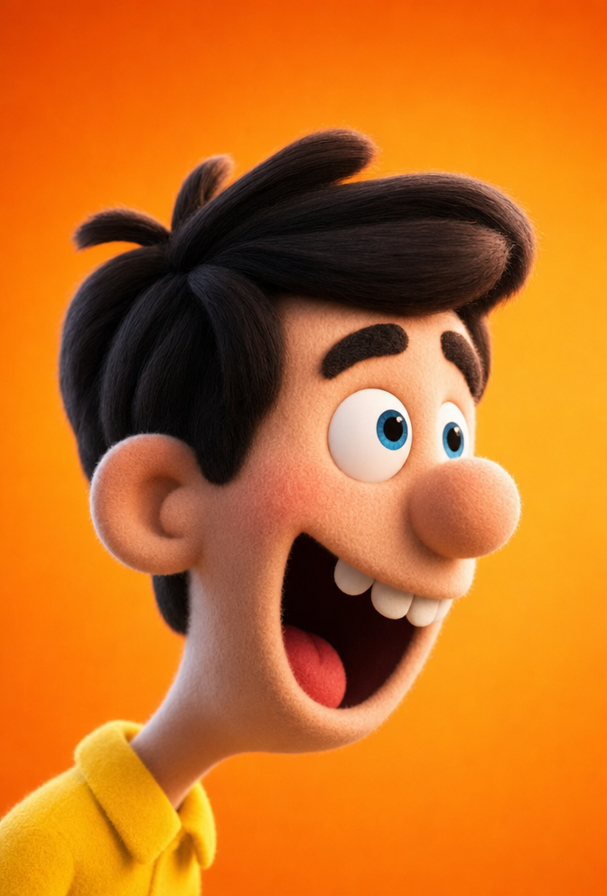 Joyful stop-motion boy laughing brightly