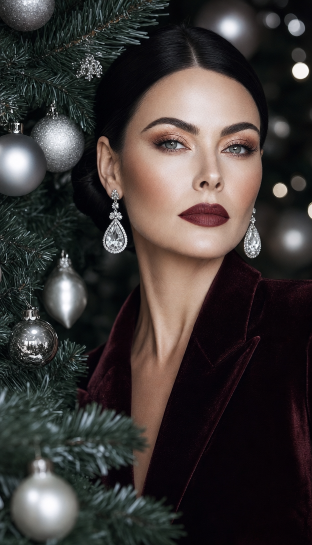 Elegant Mature Woman in Icy Winter Portrait