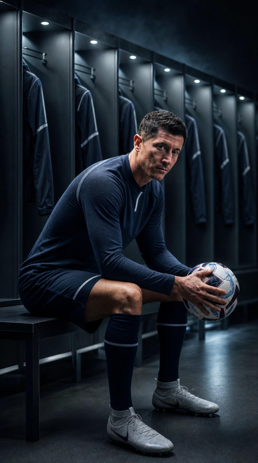 Footballer in Locker Room, Cool Rim Light
