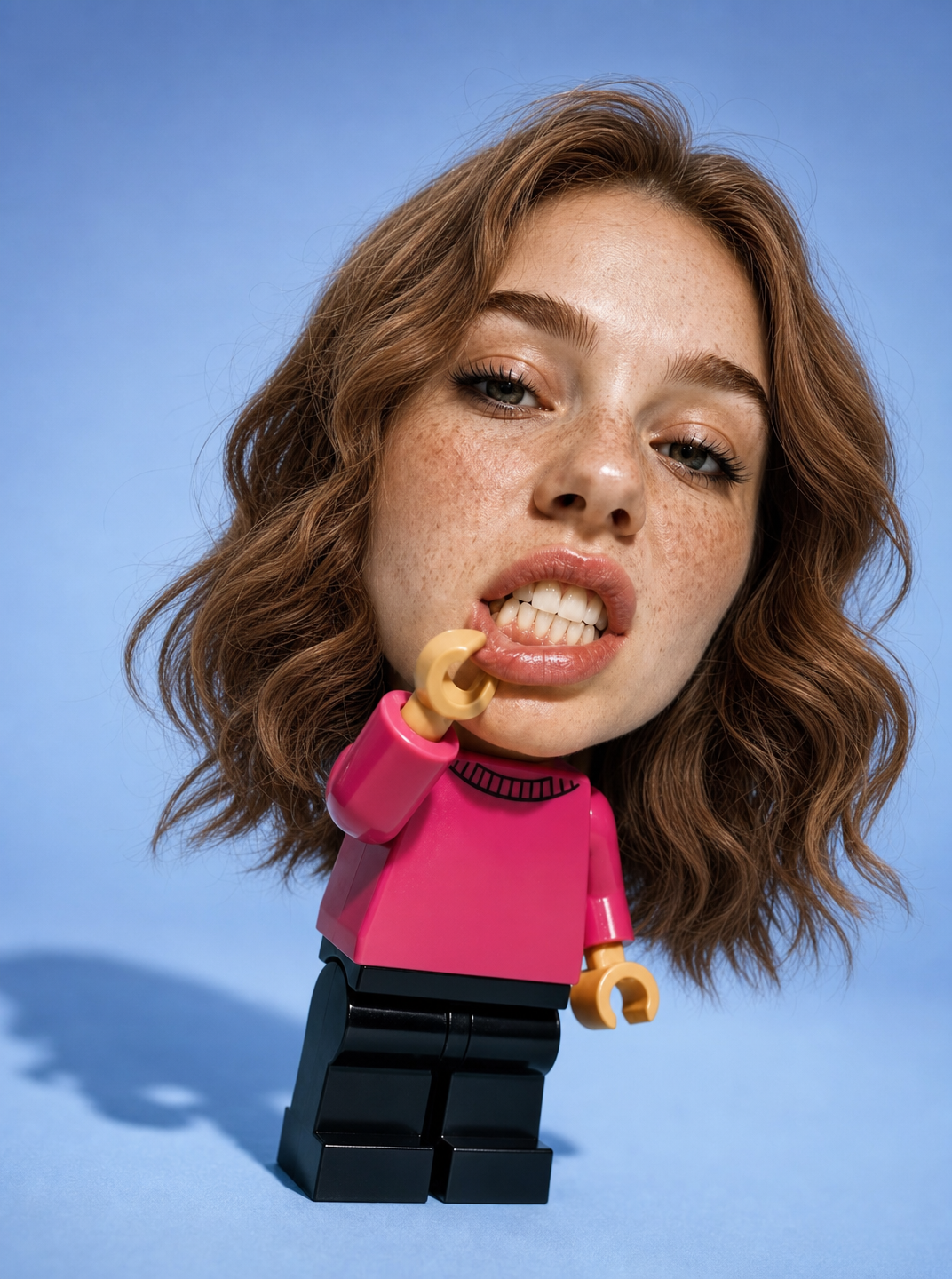 Freckled Woman with Auburn Hair LEGO Minifigure Body