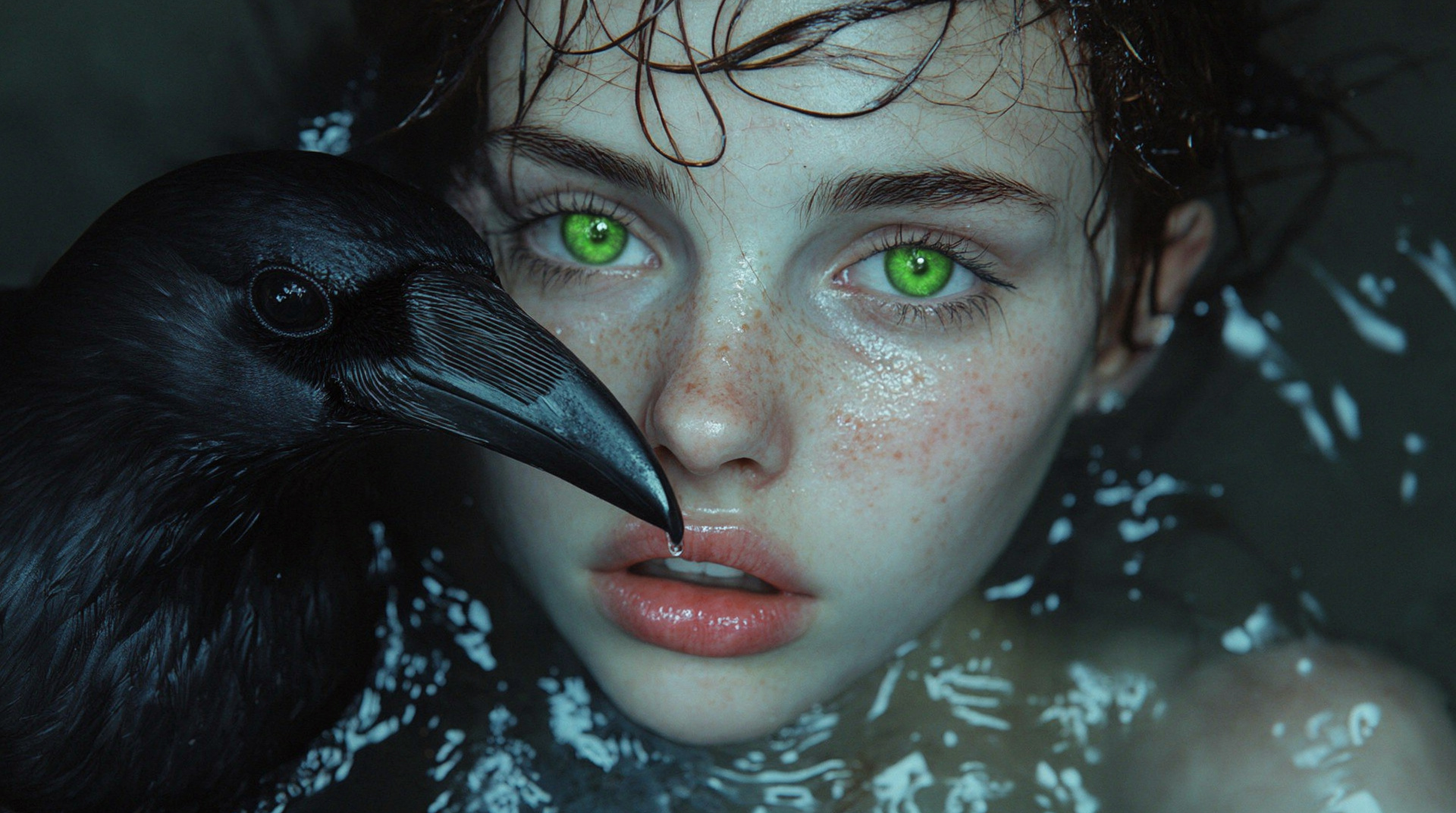 Freckled Woman With Matte Crow — flux-2-pro