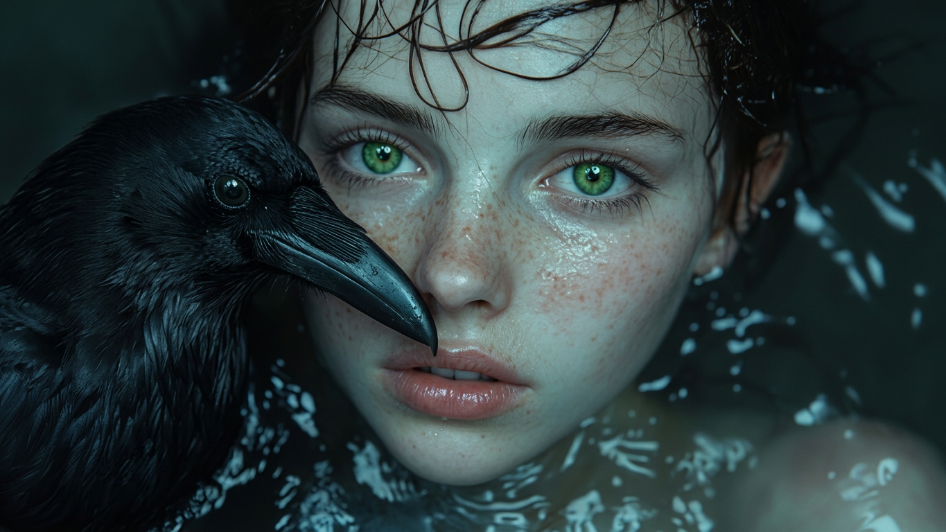Freckled Woman With Matte Crow
