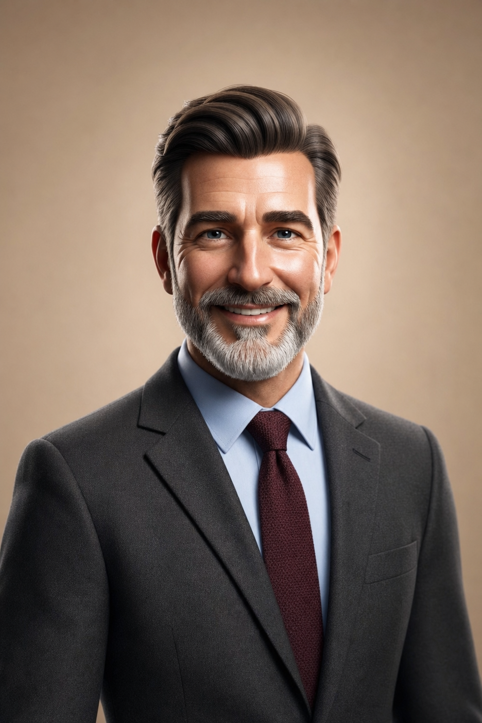 Friendly Man in Charcoal Suit Portrait