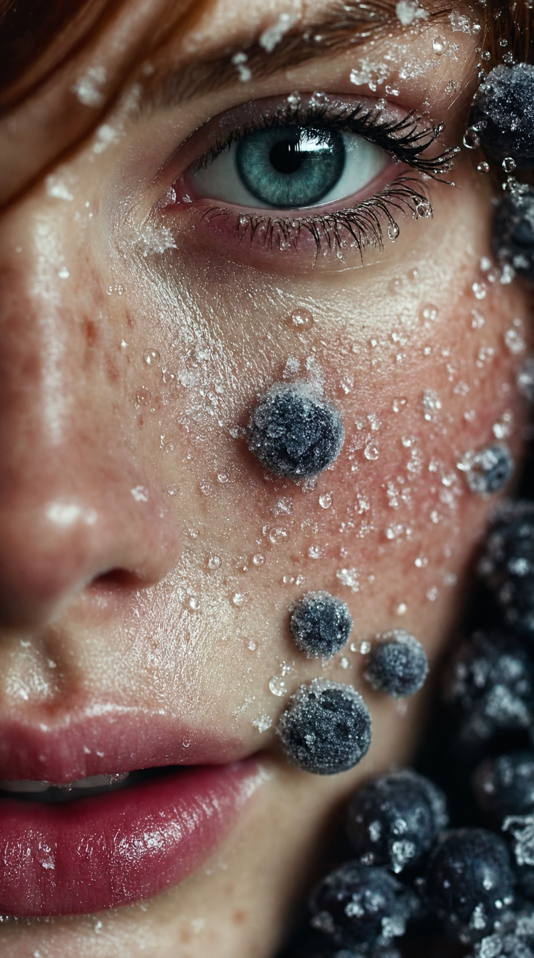 Frosted Blueberries on Dewy Cheeks